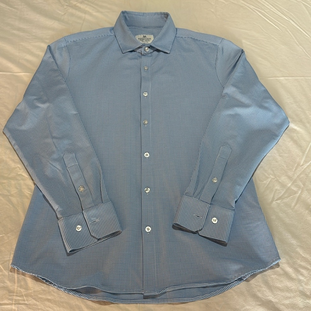 Mizzen+Main Light Blue Checkered Men's Shirt L